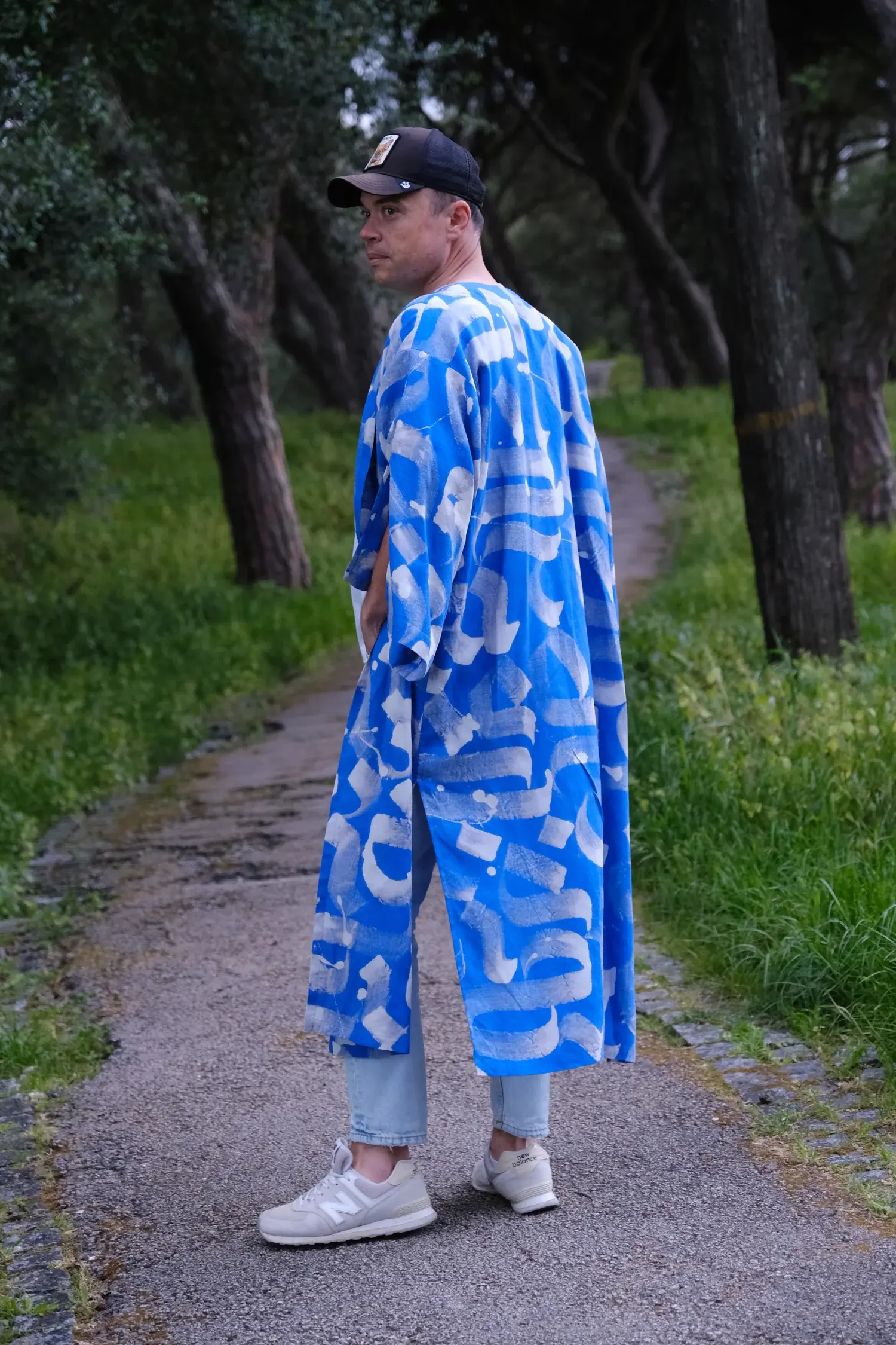 Льняное кимоно Atlantic Deep с ручной росписью